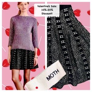 ♥️Sale! MOTH by Anthropologie Black & White Chenille Jacquard Knit Skirt size S